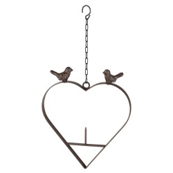 HI Vogelfutterspender Herzform 23,5 cm Braun   