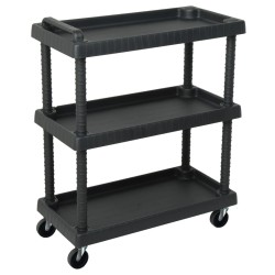 vidaXL Werkstattwagen 3 Etagen Schwarz 75x37,5x92 cm PP
