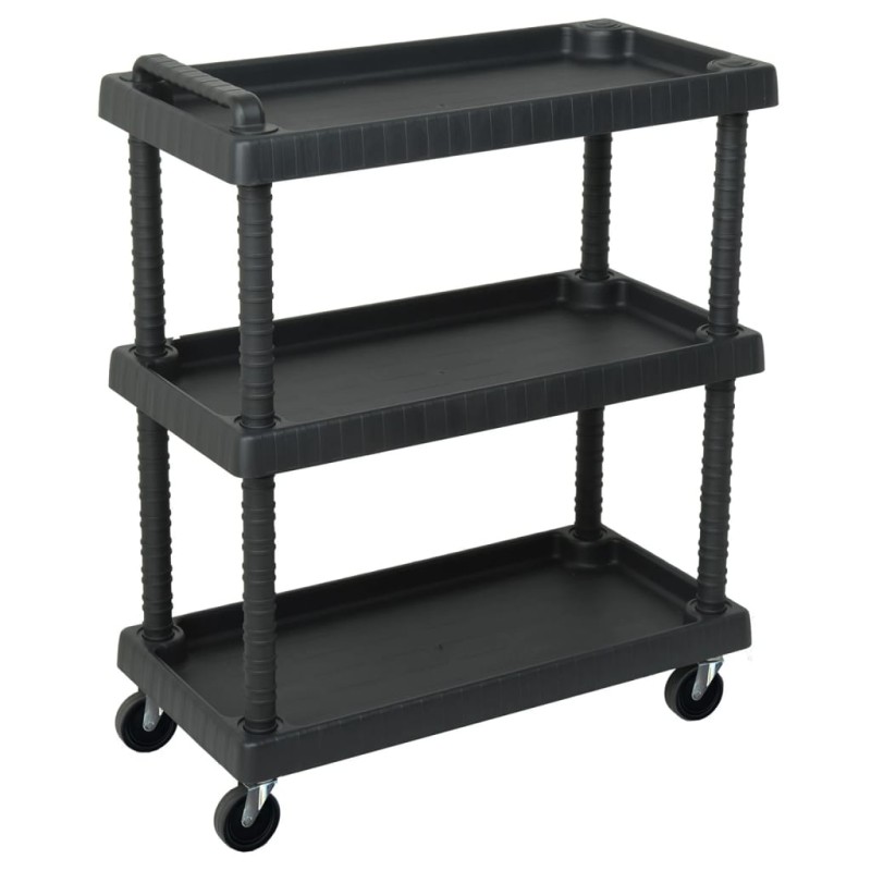 vidaXL Werkstattwagen 3 Etagen Schwarz 75x37,5x92 cm PP vidaXL Werkstattwagen 3 Etagen Schwarz 75x37,5x92 cm PP