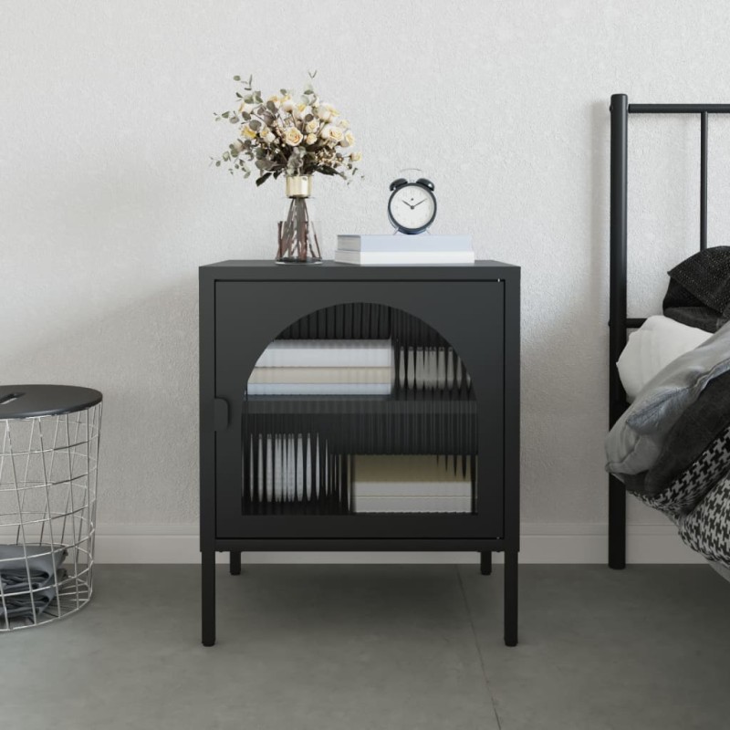 vidaXL Nachttisch Schwarz 50x35x60 cm Glas und Stahl vidaXL Nachttisch Schwarz 50x35x60 cm Glas und Stahl