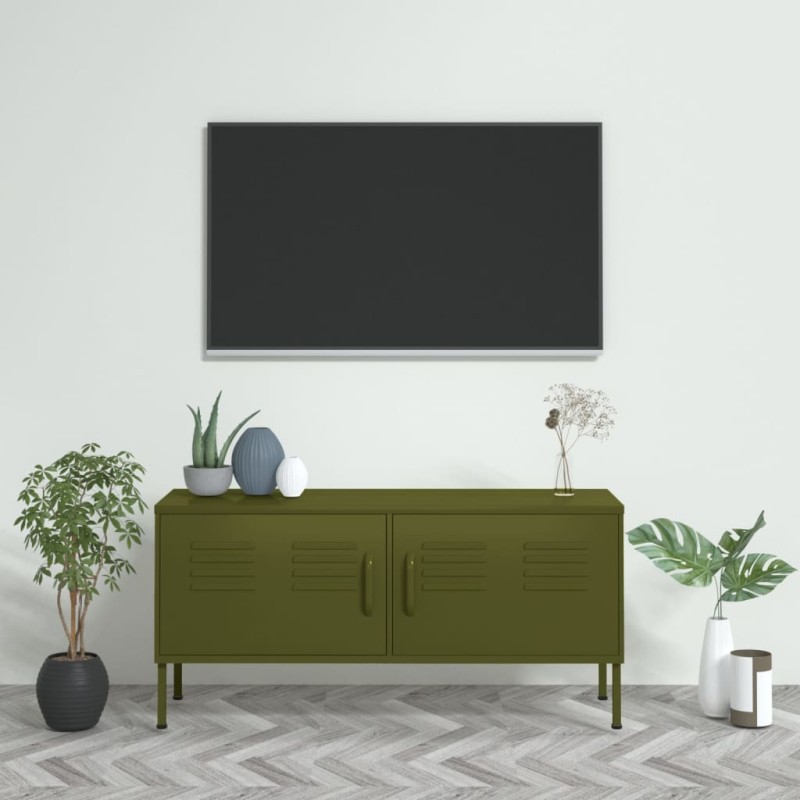 vidaXL TV-Schrank Olivgrün 105x35x50 cm Stahl vidaXL TV-Schrank Olivgrün 105x35x50 cm Stahl