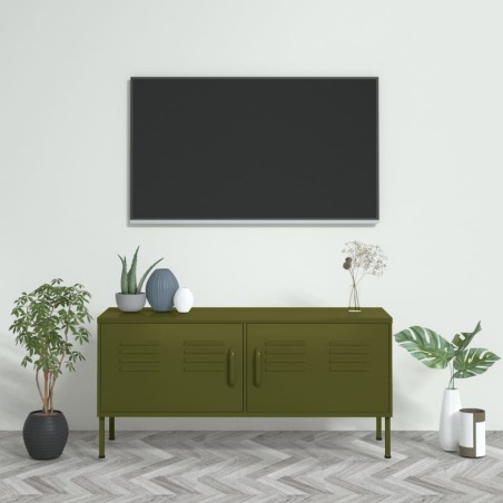 vidaXL TV-Schrank Olivgrün 105x35x50 cm Stahl    