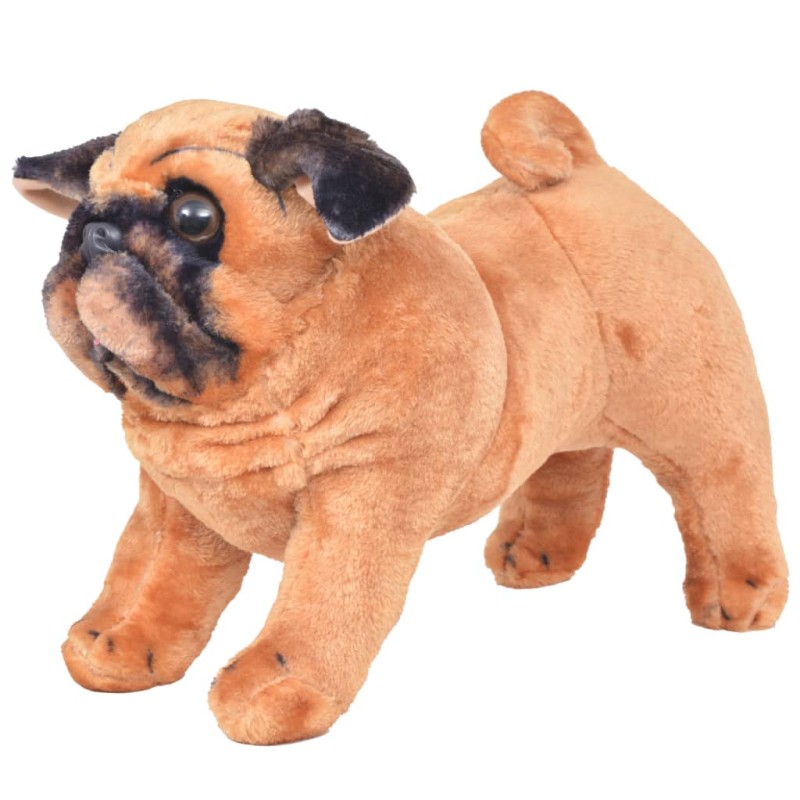 vidaXL Plüschtier Hund Mops Stehend Plüsch Hellbraun XXL vidaXL Plüschtier Hund Mops Stehend Plüsch Hellbraun XXL