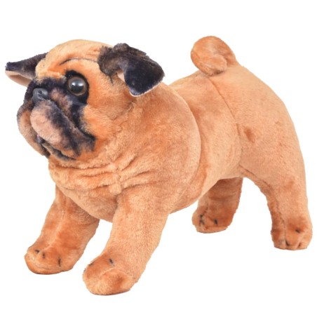 vidaXL Plüschtier Hund Mops Stehend Plüsch Hellbraun XXL