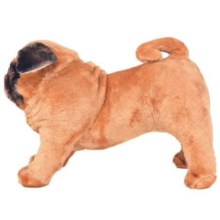 vidaXL Plüschtier Hund Mops Stehend Plüsch Hellbraun XXL