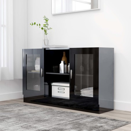 vidaXL Vitrinenschrank Hochglanz-Schwarz 120x30,5x70 cm Holzwerkstoff