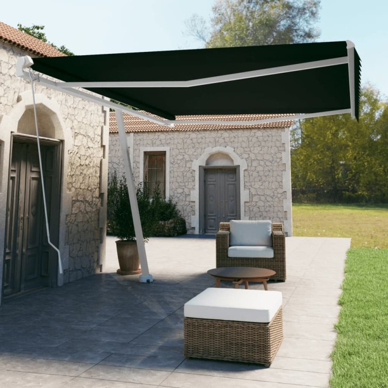 vidaXL Gelenkarmmarkise mit Pfosten 500x350 cm Anthrazit vidaXL Gelenkarmmarkise mit Pfosten 500x350 cm Anthrazit