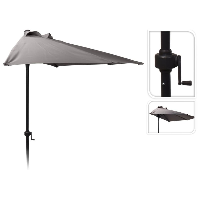 ProGarden Sonnenschirm 250 cm Halbrund Anthrazit ProGarden Sonnenschirm 250 cm Halbrund Anthrazit