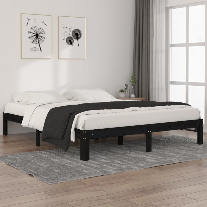 vidaXL Massivholzbett Schwarz Kiefer 160x200 cm vidaXL Massivholzbett Schwarz Kiefer 160x200 cm