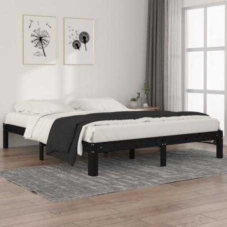 vidaXL Massivholzbett Schwarz Kiefer 160x200 cm