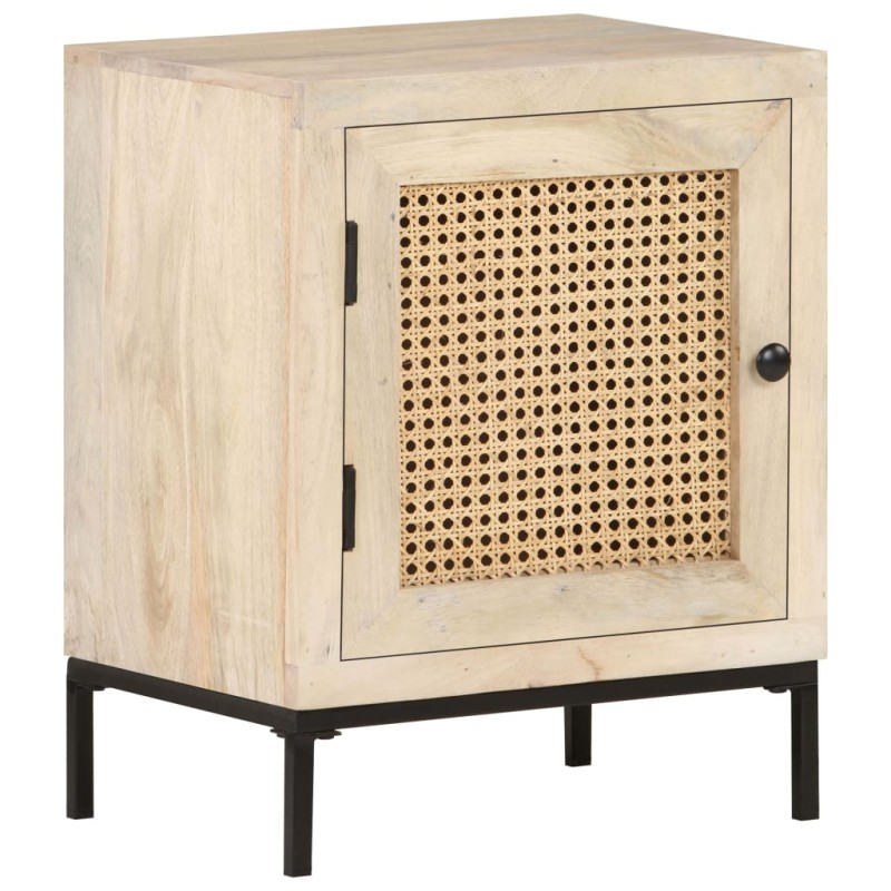 vidaXL Nachttisch 40x30x50 cm Mango Massivholz und Rohrgeflecht vidaXL Nachttisch 40x30x50 cm Mango Massivholz und Rohrgeflecht
