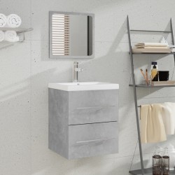 vidaXL Badschrank mit Spiegel Betongrau 41x38,5x48 cm 