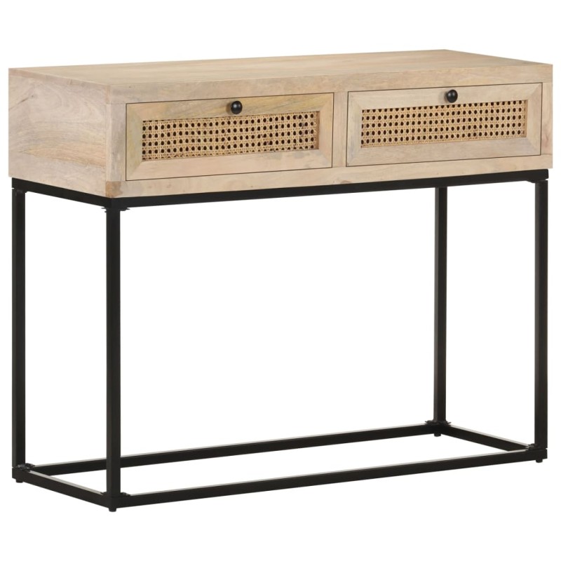 vidaXL Konsolentisch 100x35x76 cm Mango Massivholz und Rohrgeflecht vidaXL Konsolentisch 100x35x76 cm Mango Massivholz und Rohrgeflecht