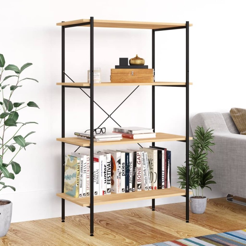 vidaXL Regal mit 4 Böden Schwarz und Eiche-Optik 80x40x130 cm vidaXL Regal mit 4 Böden Schwarz und Eiche-Optik 80x40x130 cm
