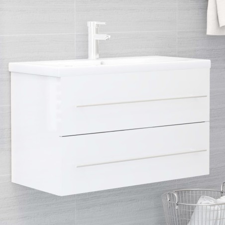 vidaXL Waschbeckenunterschrank Hochglanz-Weiß 80x38,5x48 cm