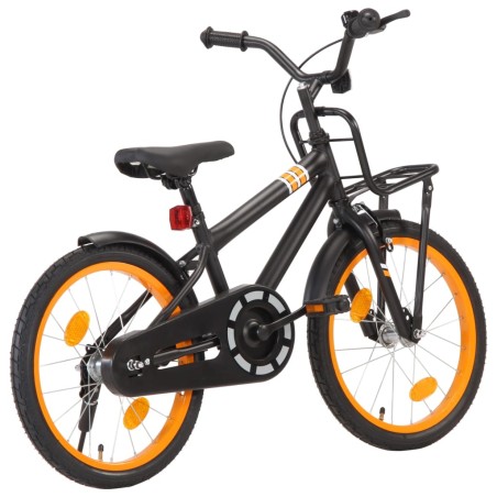 vidaXL Kinderfahrrad mit Frontgepäckträger 18 Zoll Schwarz und Orange  