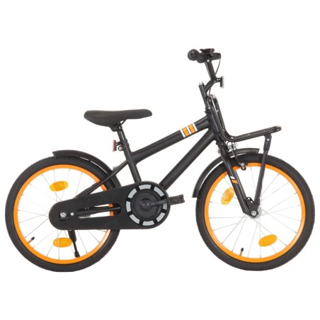 vidaXL Kinderfahrrad mit Frontgepäckträger 18 Zoll Schwarz und Orange  
