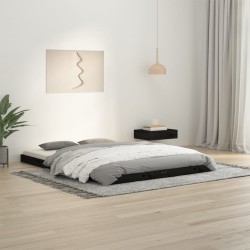 vidaXL Massivholzbett Schwarz 135x190 cm Kiefer