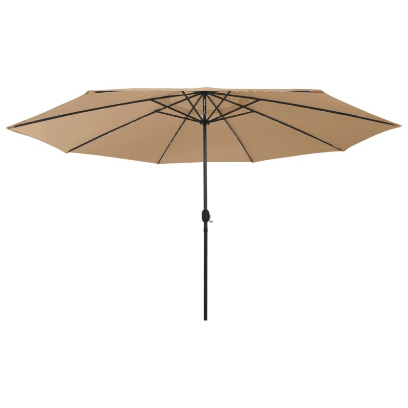 vidaXL Sonnenschirm mit LED-Leuchten und Metallmast 400 cm Taupe vidaXL Sonnenschirm mit LED-Leuchten und Metallmast 400 cm Taupe