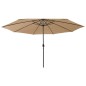 vidaXL Sonnenschirm mit LED-Leuchten und Metallmast 400 cm Taupe vidaXL Sonnenschirm mit LED-Leuchten und Metallmast 400 cm Taupe