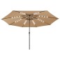 vidaXL Sonnenschirm mit LED-Leuchten und Metallmast 400 cm Taupe vidaXL Sonnenschirm mit LED-Leuchten und Metallmast 400 cm Taupe