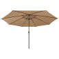 vidaXL Sonnenschirm mit LED-Leuchten und Metallmast 400 cm Taupe vidaXL Sonnenschirm mit LED-Leuchten und Metallmast 400 cm Taupe