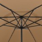 vidaXL Sonnenschirm mit LED-Leuchten und Metallmast 400 cm Taupe vidaXL Sonnenschirm mit LED-Leuchten und Metallmast 400 cm Taupe