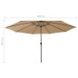 vidaXL Sonnenschirm mit LED-Leuchten und Metallmast 400 cm Taupe vidaXL Sonnenschirm mit LED-Leuchten und Metallmast 400 cm Taupe