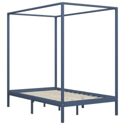 vidaXL Himmelbett-Gestell Grau Massivholz Kiefer 140 x 200 cm