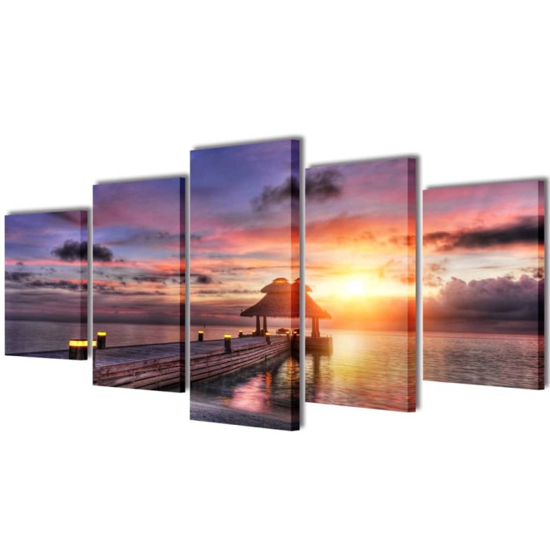 Bilder Dekoration Set Strand mit Pavillon 200 x 100 cm Bilder Dekoration Set Strand mit Pavillon 200 x 100 cm