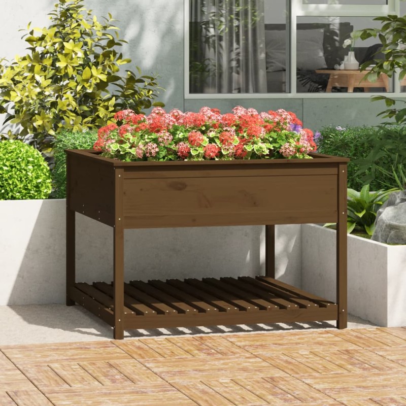 vidaXL Pflanzkübel mit Ablage Honigbraun 111,5x111,5x81 cm Kiefernholz vidaXL Pflanzkübel mit Ablage Honigbraun 111,5x111,5x81 cm Kiefernholz