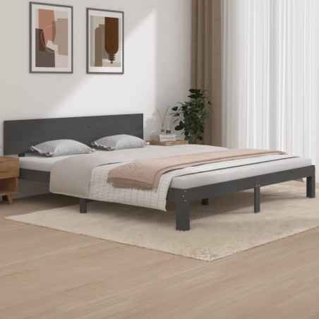 vidaXL Massivholzbett Grau 180x200 cm
