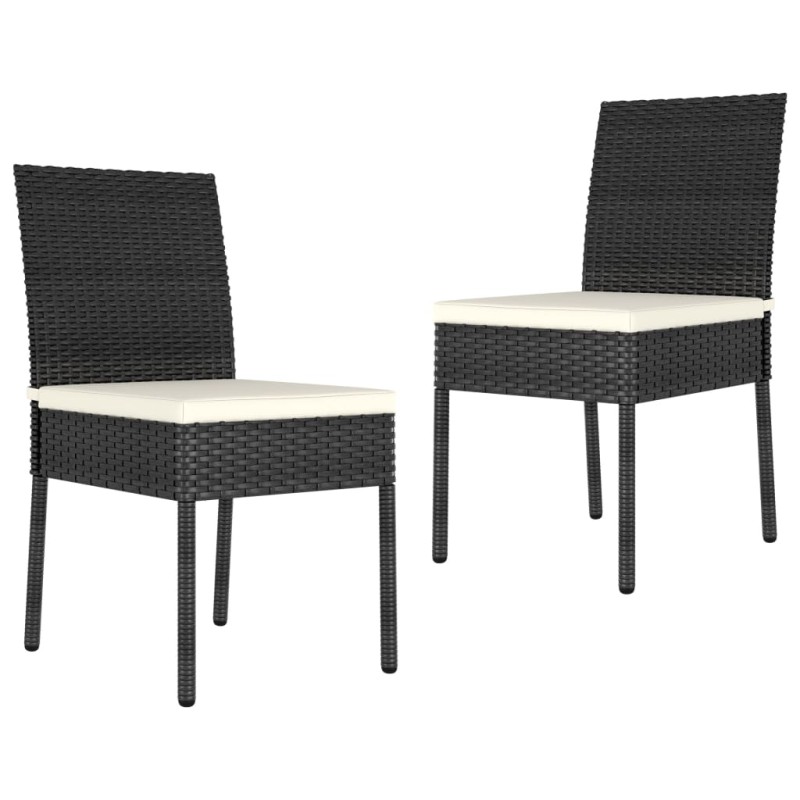 Garten-Essstühle 2 Stk. Poly Rattan Schwarz Garten-Essstühle 2 Stk. Poly Rattan Schwarz