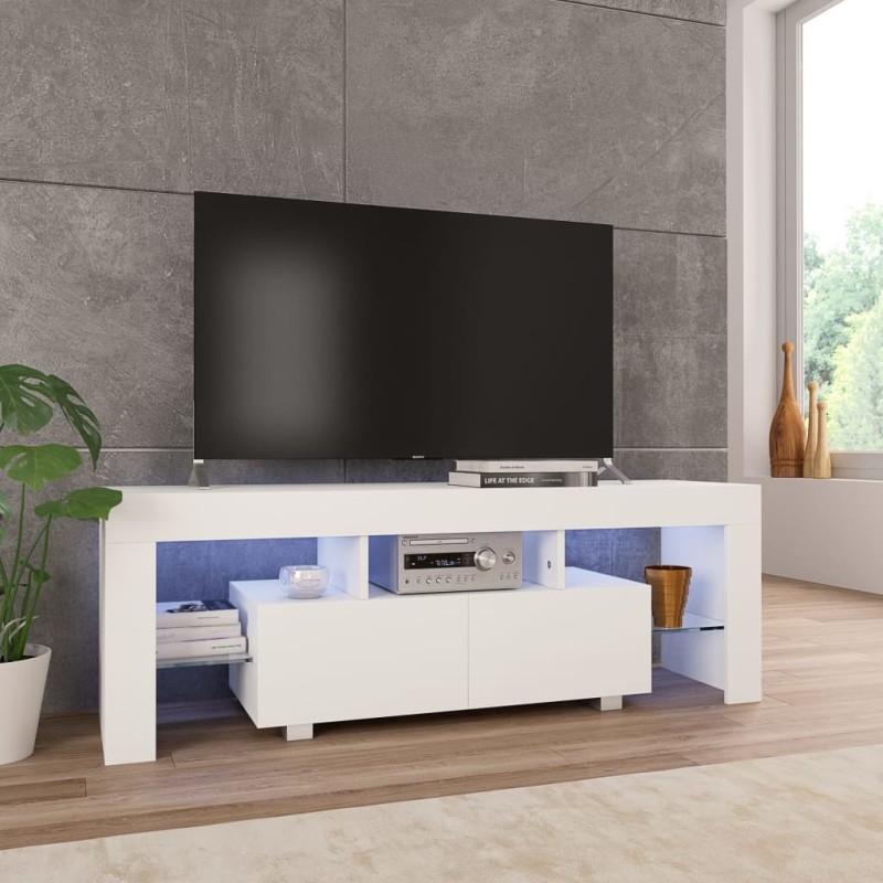 vidaXL TV-Schrank mit LED-Leuchten Hochglanz-Weiß 130x35x45 cm vidaXL TV-Schrank mit LED-Leuchten Hochglanz-Weiß 130x35x45 cm