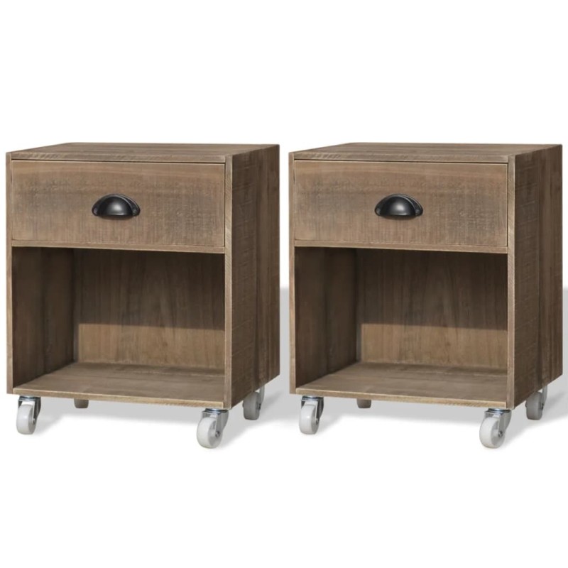 vidaXL Nachttisch Braun 2 Stk Massivholz vidaXL Nachttisch Braun 2 Stk Massivholz
