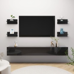 vidaXL Wandregale 4 Stk. Hochglanz-Schwarz 40x11,5x18 cm