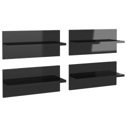 vidaXL Wandregale 4 Stk. Hochglanz-Schwarz 40x11,5x18 cm
