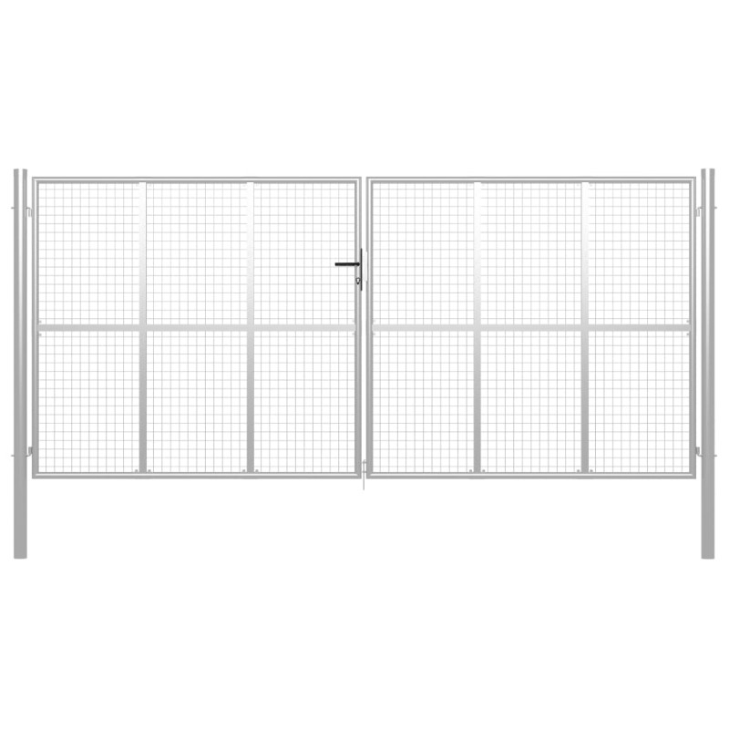 vidaXL Gartentor Verzinkter Stahl 415 x 225 cm Silbern vidaXL Gartentor Verzinkter Stahl 415 x 225 cm Silbern