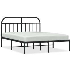 vidaXL Bettgestell mit Kopfteil Metall Schwarz 135x190 cm