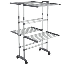 vidaXL Wäscheständer 2 Etagen mit Rollen Silbern 60x70x106 cm