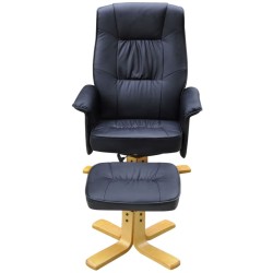 vidaXL Sessel mit Fußhocker Schwarz Kunstleder 