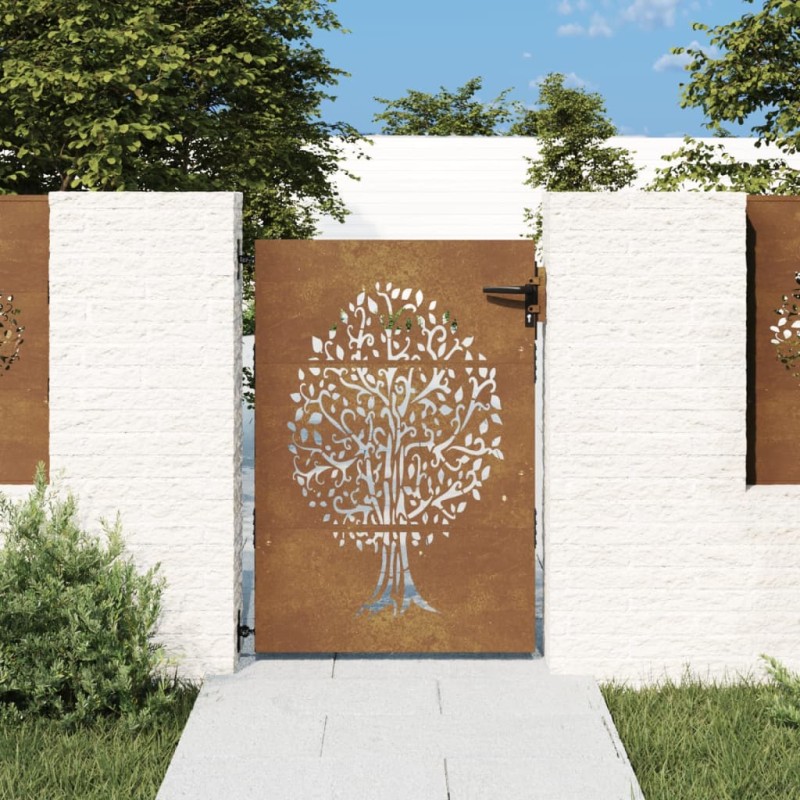 vidaXL Gartentor 85x125 cm Cortenstahl Baum-Design vidaXL Gartentor 85x125 cm Cortenstahl Baum-Design