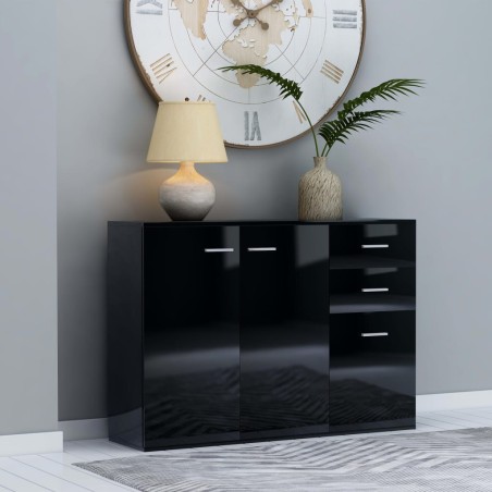 vidaXL Sideboard Hochglanz-Schwarz 105x30x75 cm Holzwerkstoff