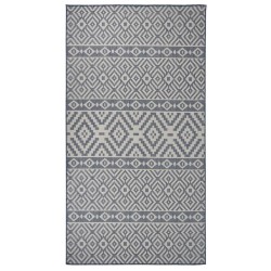 vidaXL Outdoor-Teppich Flachgewebe 80x150 cm Blau Gestreift