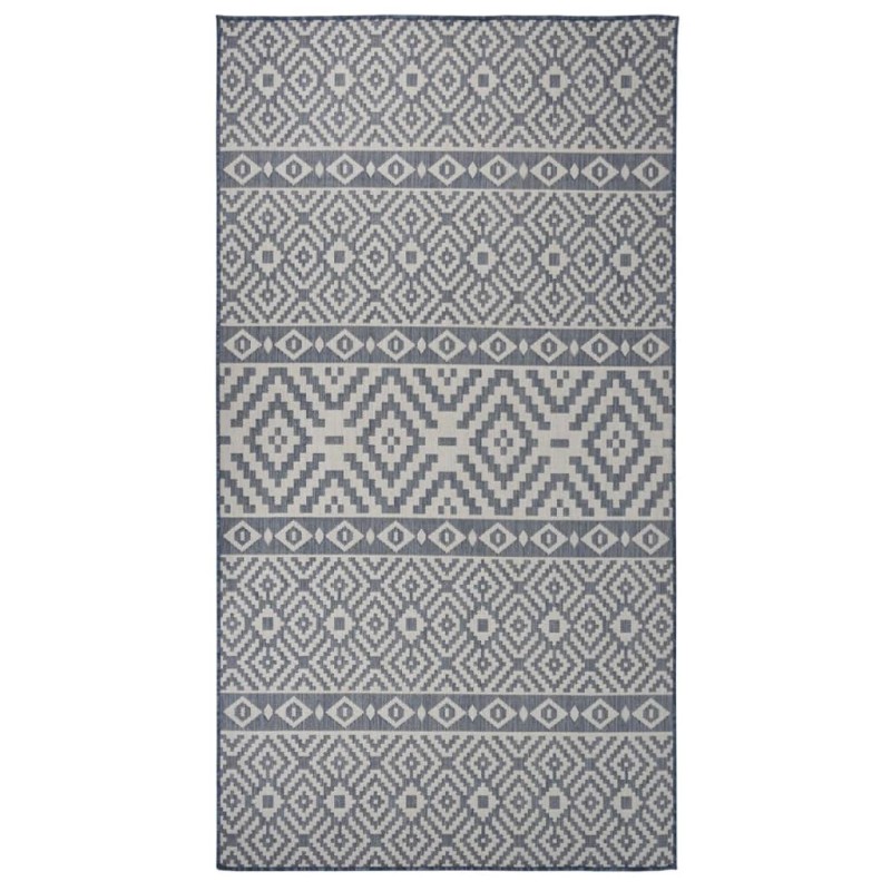 vidaXL Outdoor-Teppich Flachgewebe 80x150 cm Blau Gestreift vidaXL Outdoor-Teppich Flachgewebe 80x150 cm Blau Gestreift
