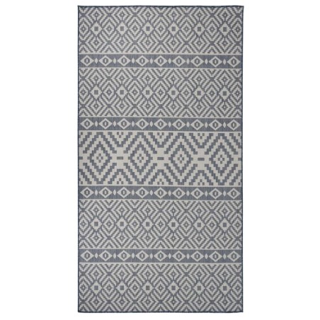 vidaXL Outdoor-Teppich Flachgewebe 80x150 cm Blau Gestreift