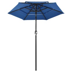 vidaXL Sonnenschirm mit Aluminium-Mast 3-lagig Azurblau 2 m