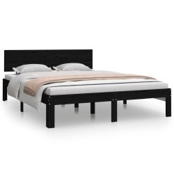 vidaXL Massivholzbett Schwarz 150x200 cm