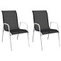 vidaXL Stapelbare Gartenstühle 2 Stk. Stahl und Textilene Schwarz vidaXL Stapelbare Gartenstühle 2 Stk. Stahl und Textilene Schwarz