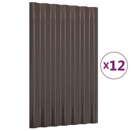 vidaXL Dachpaneele 12 Stk. Pulverbeschichteter Stahl Braun 60x36 cm